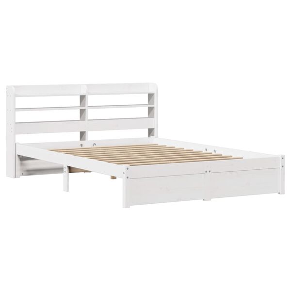 vidaXL Estrutura cama c/ cabeceira 120x190 cm pinho maci&ccedil;o branco