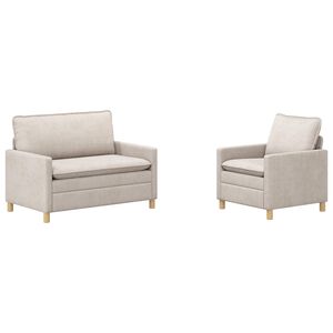 vidaXL Conjunto de Sof&aacute;s 2 unid. Creme Poli&eacute;ster