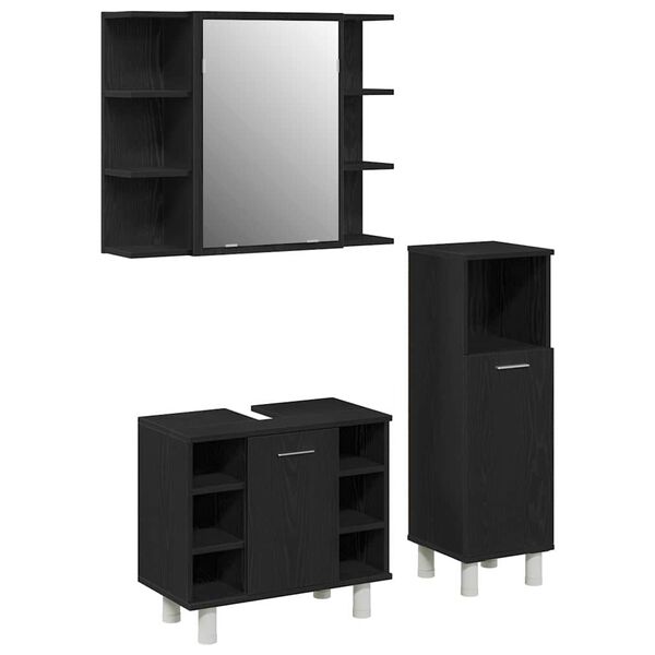 vidaXL Conjunto de M&oacute;veis para Banheiro 3 pcs Preto 30 x 30 x 99,5 cm