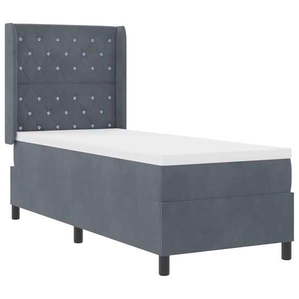 vidaXL Cama Box com colch&atilde;o Cinza Escuro 80 x 200 cm Veludo