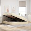 vidaXL Cama com arruma&ccedil;&atilde;o e colch&atilde;o Creme 160 x 200 cm Poli&eacute;ster