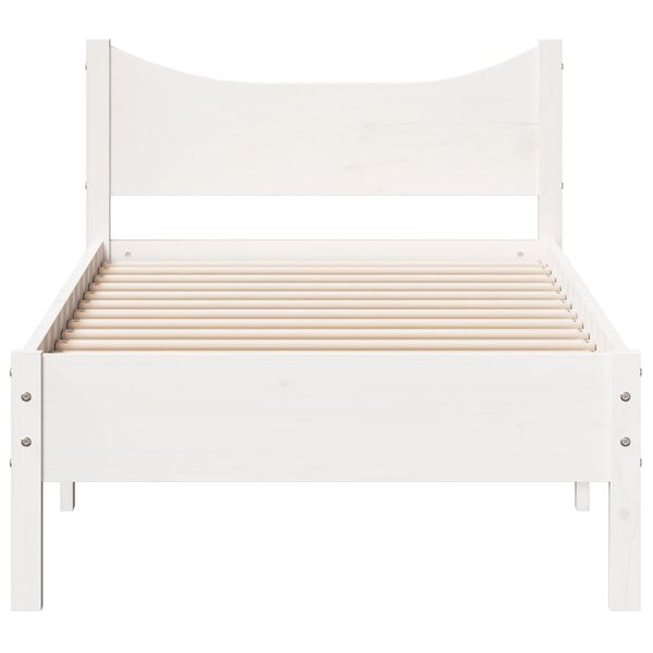 vidaXL Cama sem colch&atilde;o 90x200 cm madeira de pinho maci&ccedil;a branco