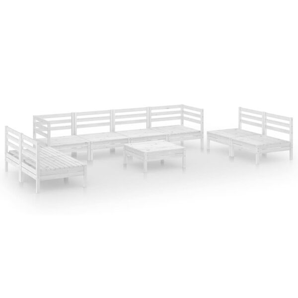 vidaXL 9 pcs conjunto lounge de jardim pinho maci&ccedil;o branco
