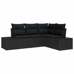 vidaXL Conjunto de Sof&aacute; de Jardim 4 pcs Preto vime PE