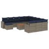 vidaXL Conjunto de sof&aacute; de jardim com 13 pe&ccedil;as e almofadas em rattan sint&eacute;tico cinza