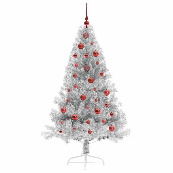 vidaXL Árvore de Natal Artificial Pré-iluminada Prateado 150 cm PET