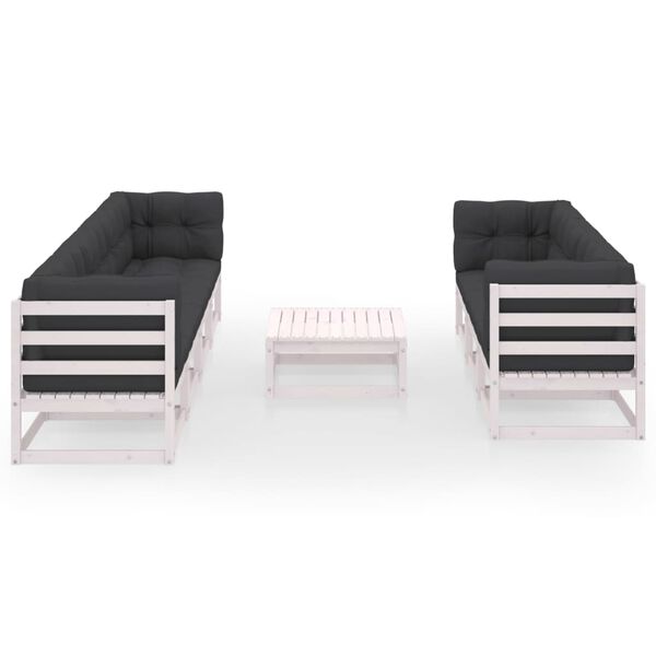 vidaXL 8 pcs conjunto lounge de jardim com almofad&otilde;es pinho maci&ccedil;o
