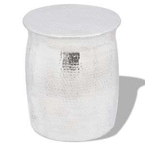 vidaXL Mesa de apoio/banco em alum&iacute;nio martelado, prateado