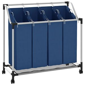 vidaXL Separador de roupa suja com 4 sacos a&ccedil;o azul