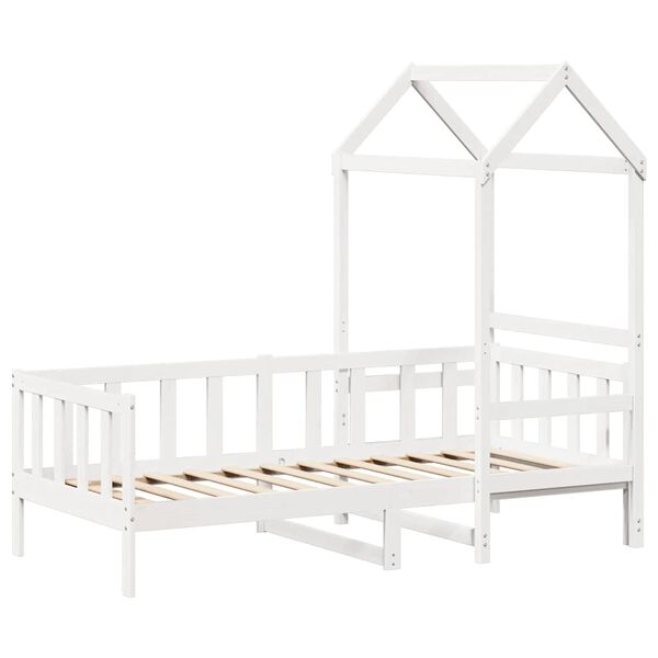 vidaXL Sofá-cama com telhado 80x200 cm madeira de pinho maciça branco