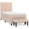 vidaXL Cama com molas/colch&atilde;o 90x200 cm couro artificial cappuccino