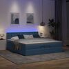 vidaXL Estrutura de cama otomana com colch&otilde;es 200x200cm tecido azul