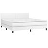 vidaXL Cama box spring c/colch&atilde;o/LED 160x200cm couro artificial branco