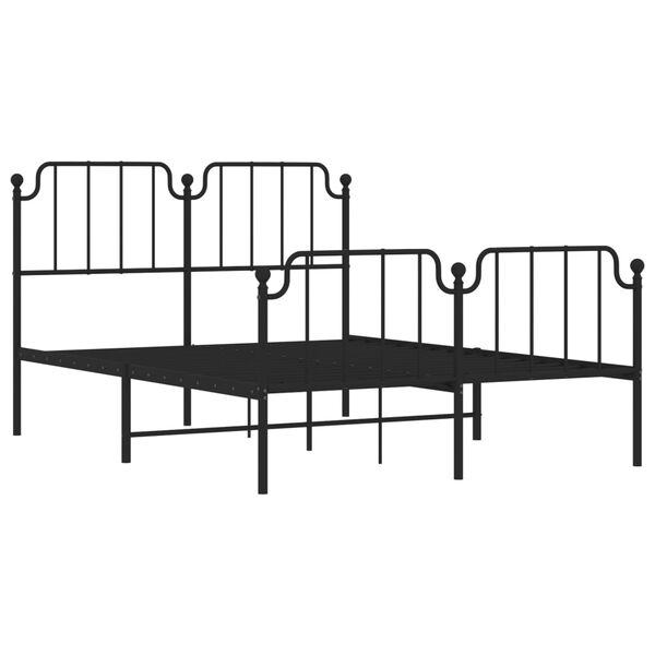 vidaXL Estrutura de cama com cabeceira e p&eacute;s 140x200 cm metal preto