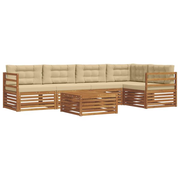 vidaXL Conjunto de Sof&aacute;s para Exterior 6 pcs Natural e Bege