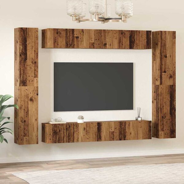 vidaXL Conjunto de m&oacute;vel de TV 10 pcs Madeira antiga 30.5 x 30 x 90 cm