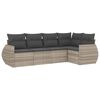 vidaXL 5 pcs conj. sof&aacute;s jardim c/ almofad&otilde;es vime PE cinzento-claro
