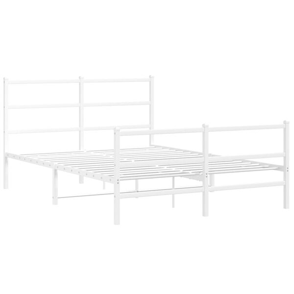vidaXL Estrutura de cama com cabeceira e p&eacute;s 140x200 cm metal branco