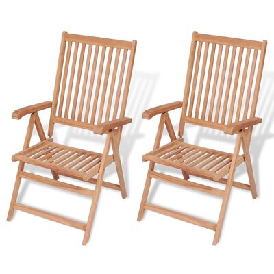 vidaXL Cadeiras de jardim reclináveis 2 pcs madeira teca maciça