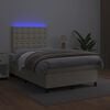 vidaXL Cama box spring c/ colch&atilde;o/LED 120x200cm couro artificial creme