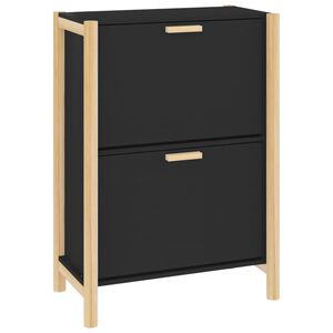 vidaXL Sapateira 57,5x33x80 cm derivados de madeira preto