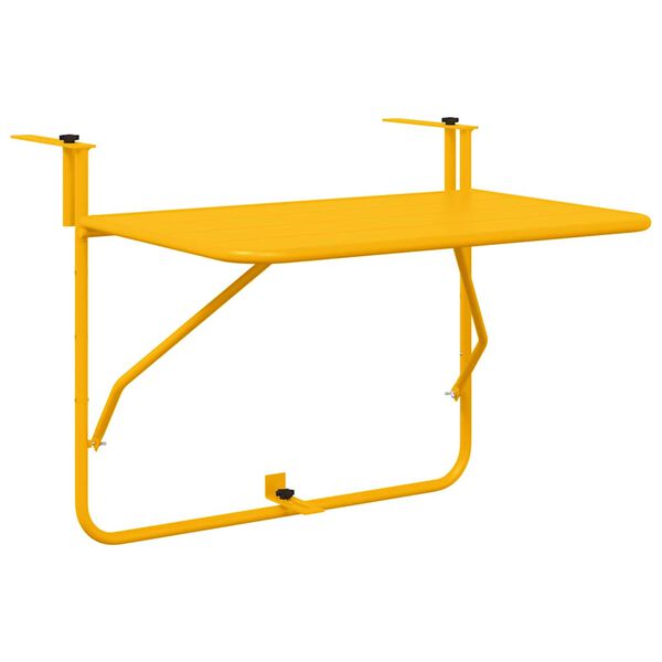 vidaXL Mesa Suspensa para Varanda Amarelo 60 x 39 x 65 cm Aço
