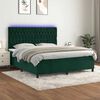 vidaXL Cama box spring c/ colch&atilde;o/LED 160x200 cm veludo verde-escuro