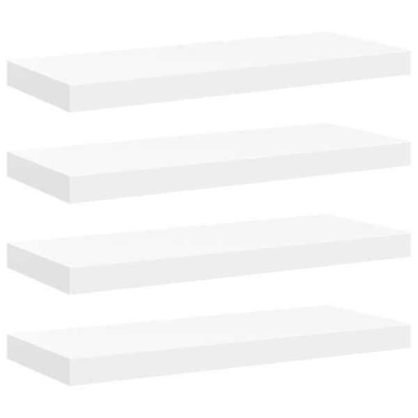 vidaXL Prateleiras de parede suspensas 4 pcs 60x23,5x3,8cm MDF branco