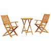 vidaXL Conjunto Bistro Dobr&aacute;vel 3 unid. Castanho