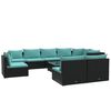 vidaXL 10 pcs conjunto lounge de jardim c/ almofad&otilde;es vime PE preto