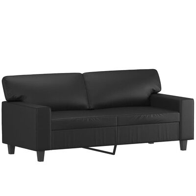 vidaXL 2 pcs conjunto de sofás couro artificial preto