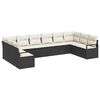 vidaXL Conjunto de Sof&aacute;s 10 unid. Preto vime PE