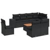 vidaXL 9 pcs conjunto de sof&aacute;s p/ jardim c/ almofad&otilde;es vime PE preto