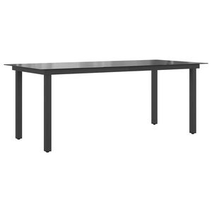 vidaXL Mesa de jardim em alum&iacute;nio e vidro 190x90x74 cm preto