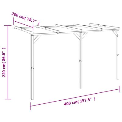vidaXL Pérgola inclinada 2x4x2,2 m madeira