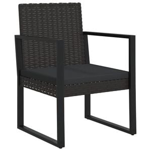vidaXL Poltrona de jardim com almofad&atilde;o vime PE preto