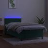 vidaXL Cama box spring c/ colch&atilde;o/LED 100x200 cm veludo verde-escuro