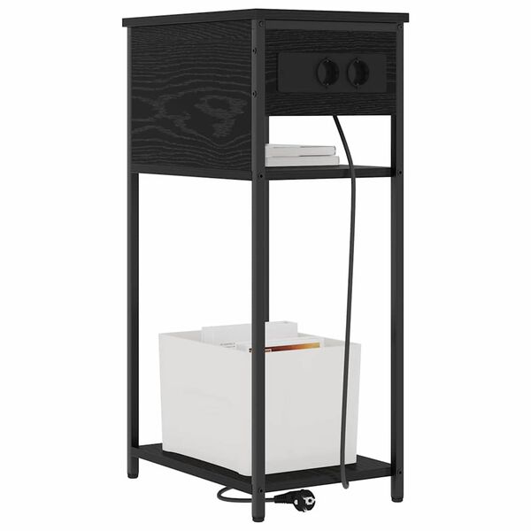 vidaXL Arm&aacute;rio de Cabeceira Carvalho Preto 41 x 28 x 76 cm