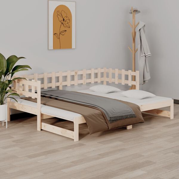 820736 vidaXL Sof&aacute;-cama de puxar 2x(90x200) cm madeira de pinho maci&ccedil;a