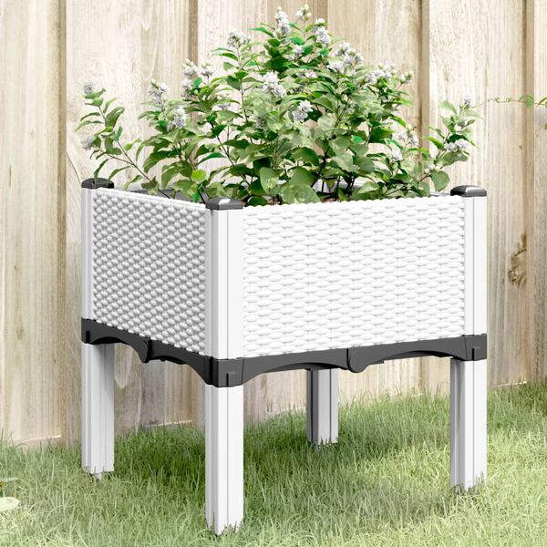 vidaXL Vaso/floreira de jardim c/ pernas 40x40x42 cm PP branco