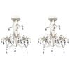 vidaXL Lustres de teto com contas de cristal 2 pcs branco elegante