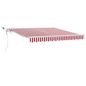 vidaXL Toldo retr&aacute;til Vermelho e Branco 300 x 250 cm Poli&eacute;ster