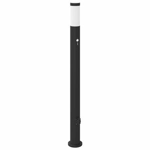 vidaXL Lumin&aacute;ria de poste com sensor e tomada, 110 cm, a&ccedil;o inoxid&aacute;vel, IP44