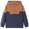Sweatshirt para crian&ccedil;a com capuz e meio fecho antracite/conhaque 116
