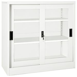 vidaXL Arm&aacute;rio com porta deslizante a&ccedil;o 90x40x90 cm branco