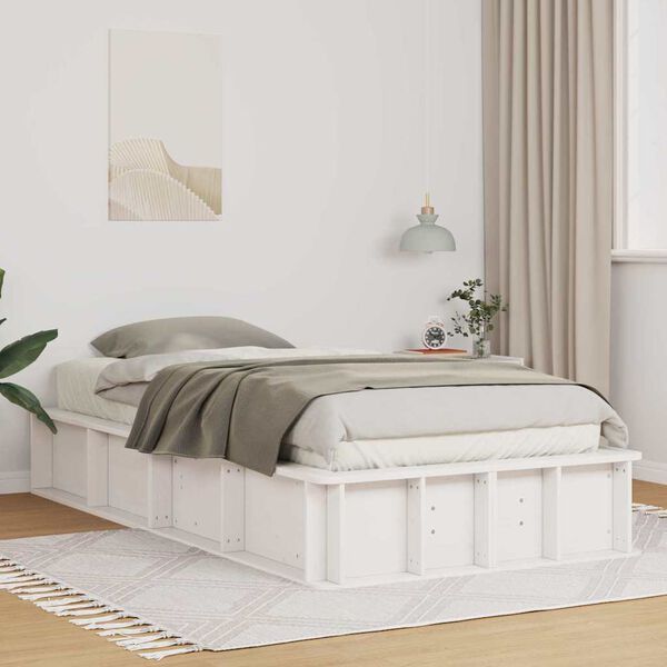 vidaXL Estrutura da Cama Branco 90 x 200 cm Madeira de Pinheiro S&oacute;lida