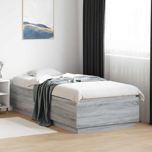 vidaXL Estrutura cama 100x200 cm derivados de madeira cinzento sonoma