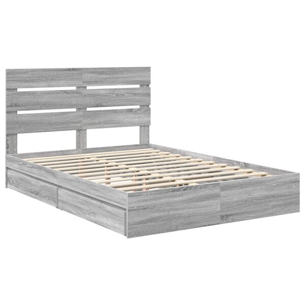 vidaXL Cama com Armazenamento com cabeceira Cinza Sonoma 150 x 200 cm