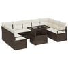 vidaXL Conjunto de Sof&aacute; de Jardim 10 pcs Marrom e Creme vime PE