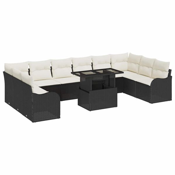 vidaXL Conjunto de Sof&aacute; de Jardim 11 pcs Preto Rattan Sint&eacute;tico